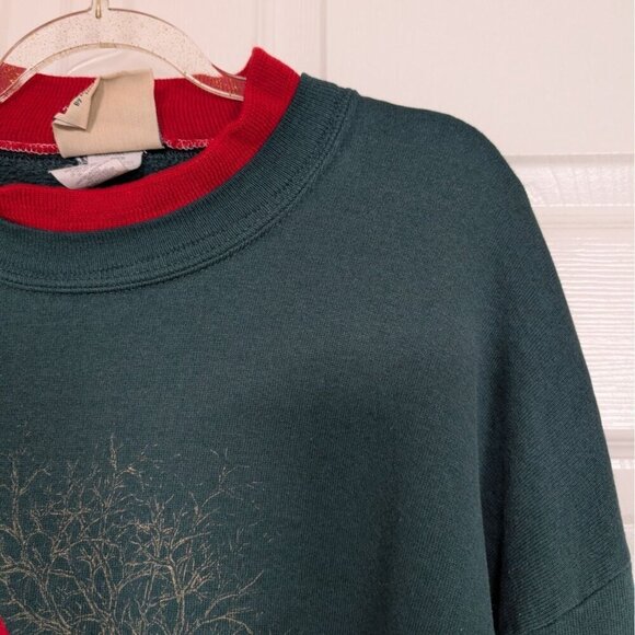 Vintage Cardinal Sweatshirt Womens Size XL Green Red Winter Granny USA Made - Picture 2 of 11